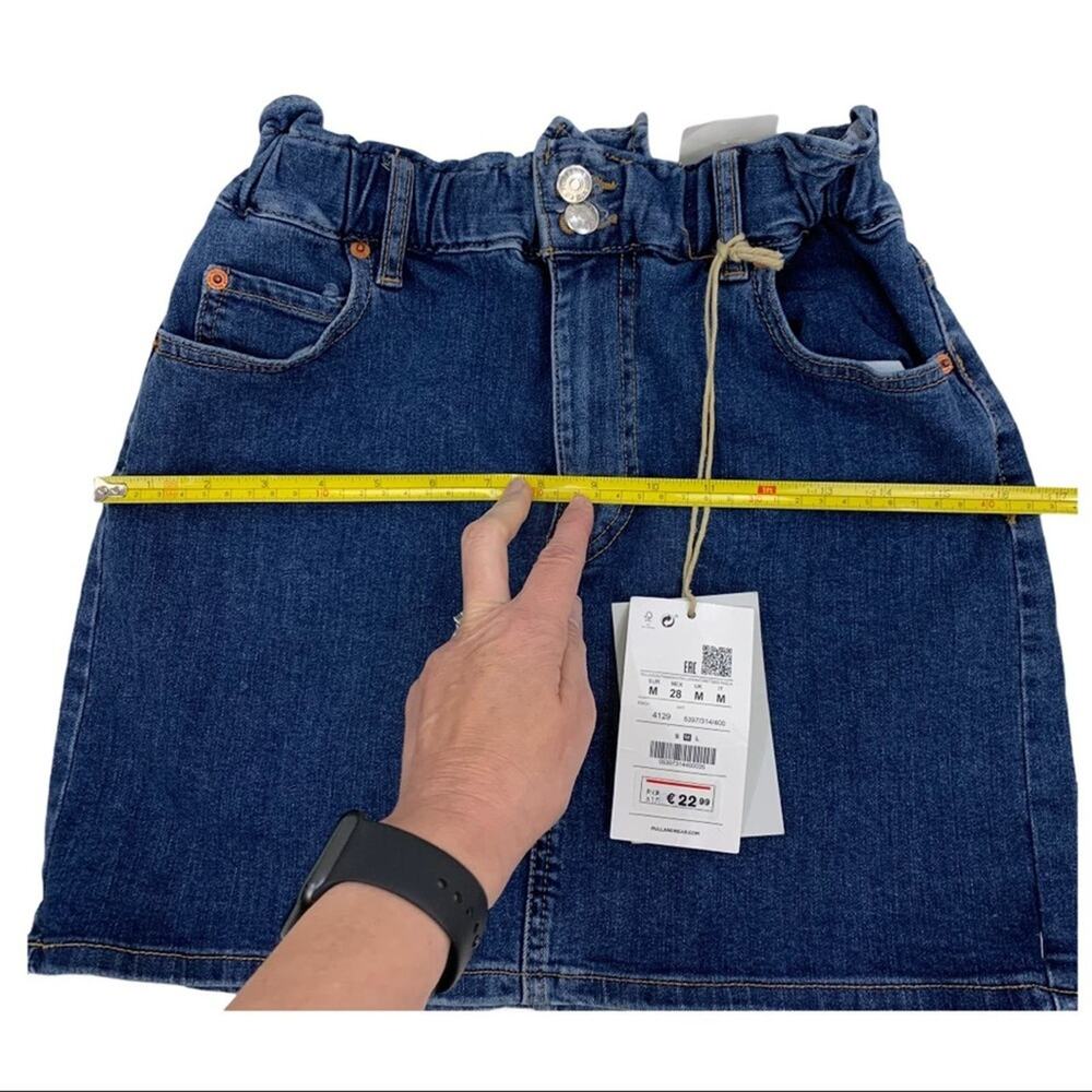 Pull & Bear | NWT | Small | Denim Blue Jeans Wide Elastic Waist Miniskirt - Picture 4 of 7